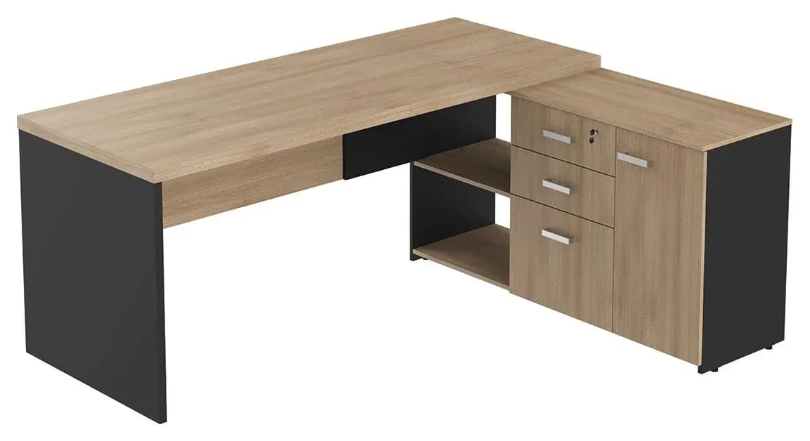 Mesa com Armário Pérola lado Direito Minas Office