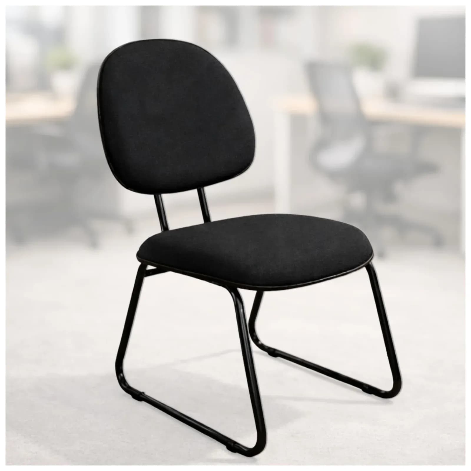 Cadeira Executiva Fixa Ergonômica Base Sky Preta para Escritório e Recepção