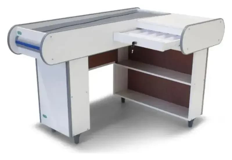 Check Out 1,40 m Artlux Corredor Inox Padrão Faixa Azul