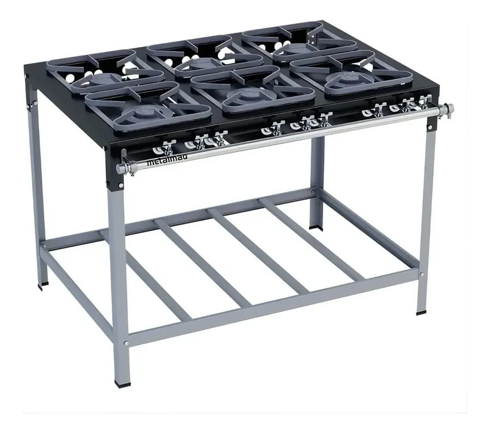 Fogão Industrial Gás Baixa Pressão 6 Bocas M15 Metalmaq