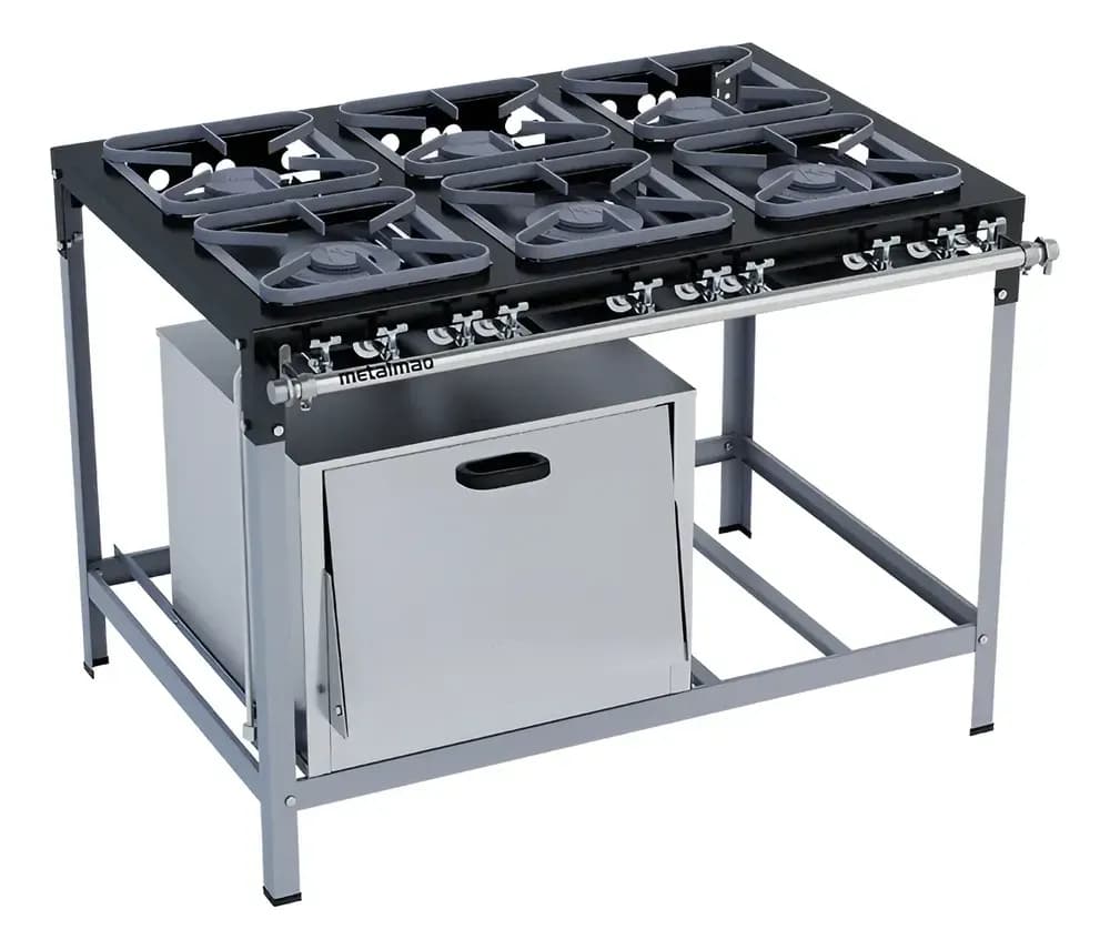 Fogão Industrial 6 Bocas com Forno M19 Stori Top Metalmaq
